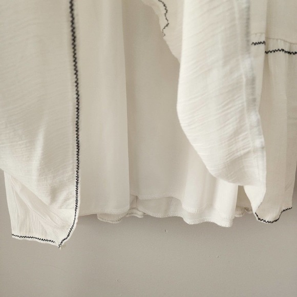 Anthropologie White Boho Embroidered Tunic Top Size Large - Picture 7 of 10